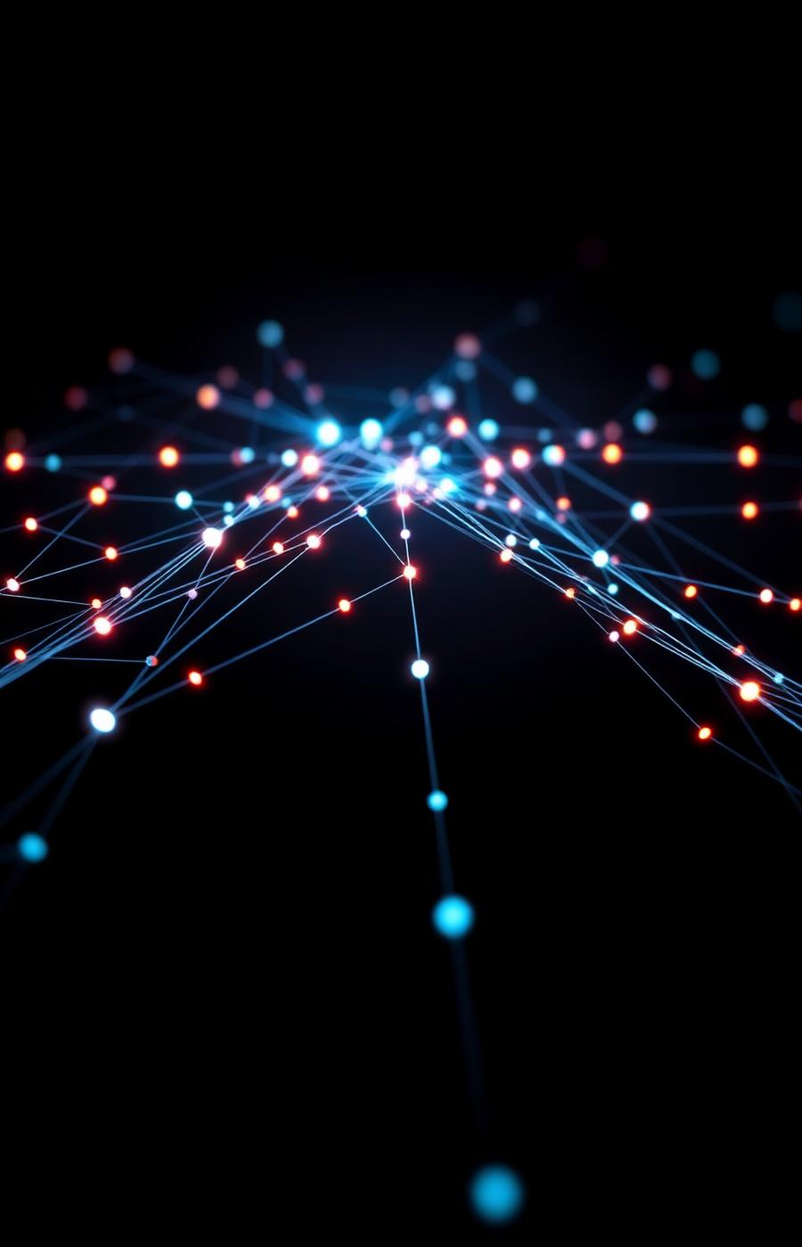 Abstrakte Visualisierung eines Netzwerks mit Lichtpunkten und Linien